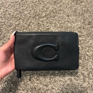 Coach Black Leather Zip Wrislet